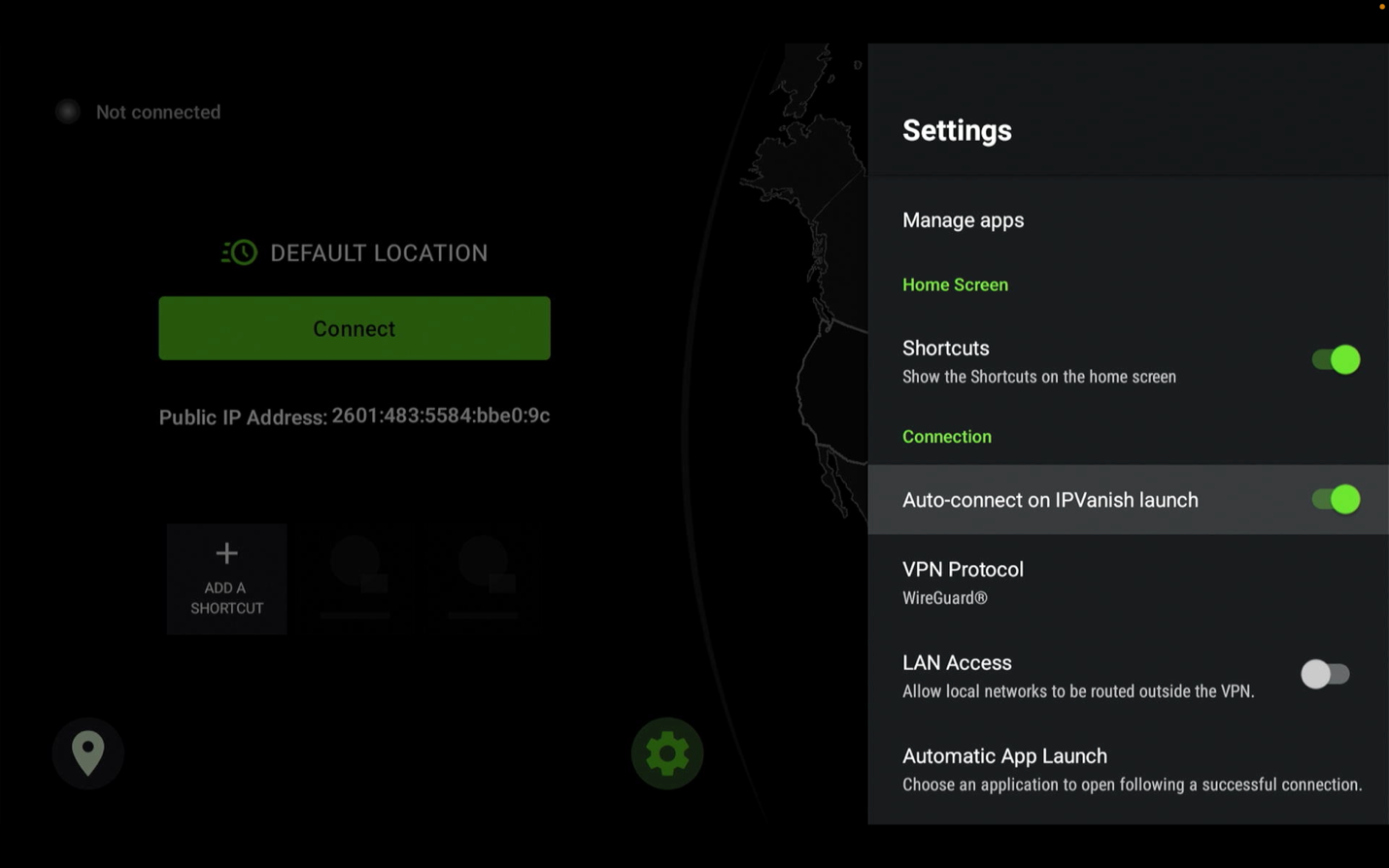 Turn on 'Auto-connect on IPVanish launch'