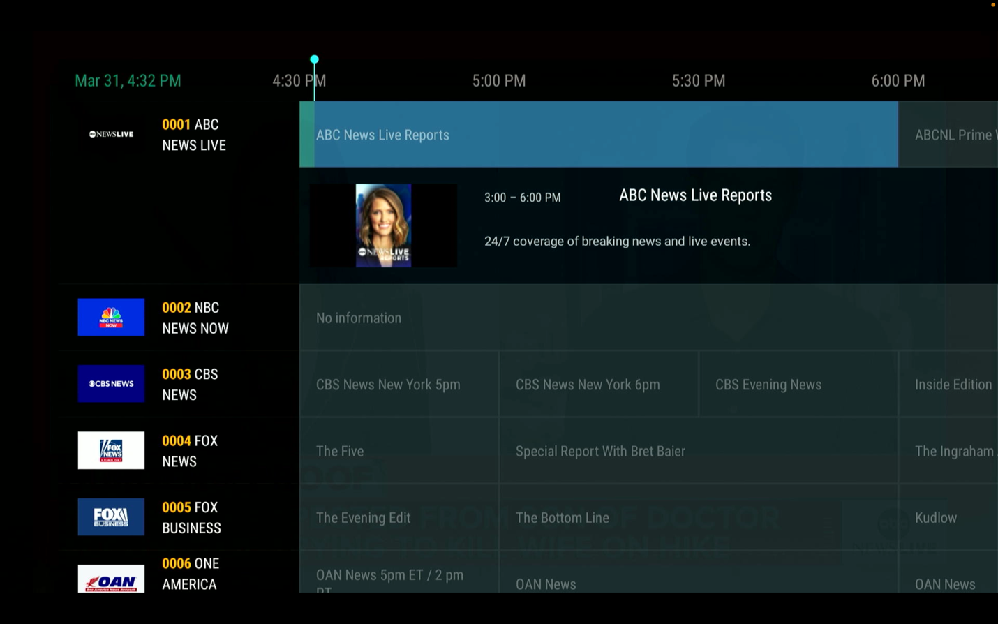 MoaTV TV Guide view