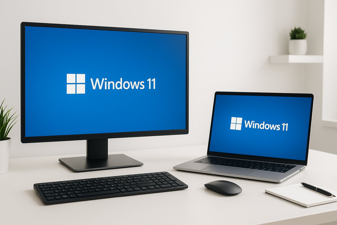 Windows 11 running on a desktop and laptop set up by GeekzUP